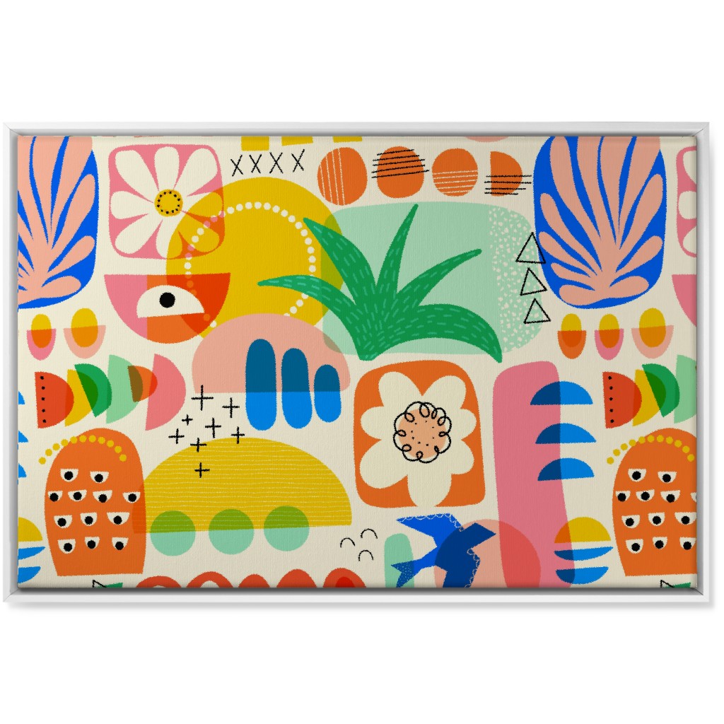 Abstract Shapes Collage - Multi Wall Art, White, Single piece, Canvas, 24x36, Multicolor