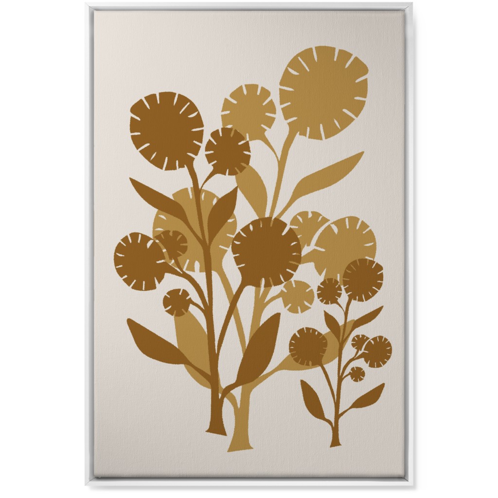 Abstract Flower Wall Art, White, Single piece, Canvas, 24x36, Brown, Rust