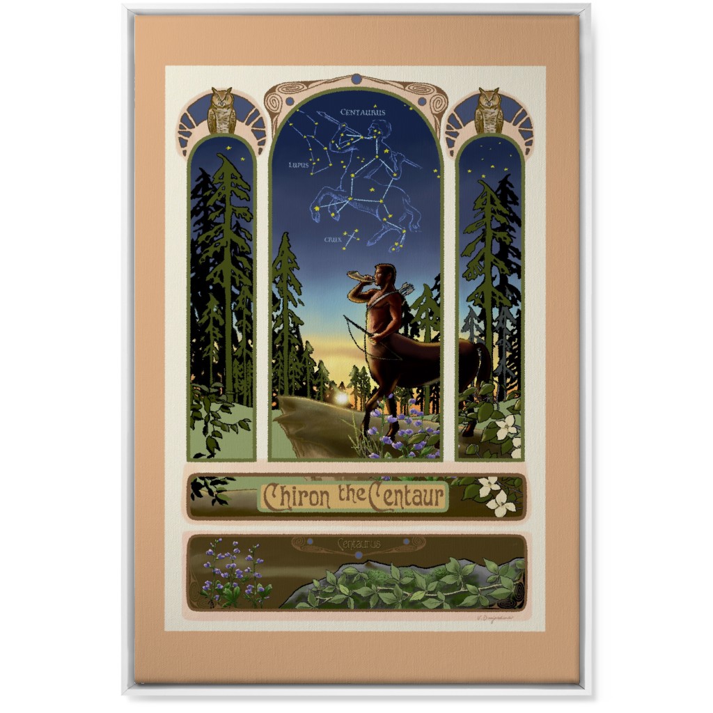Art Nouveau Centaur Wall Art, White, Single piece, Canvas, 24x36, Blue