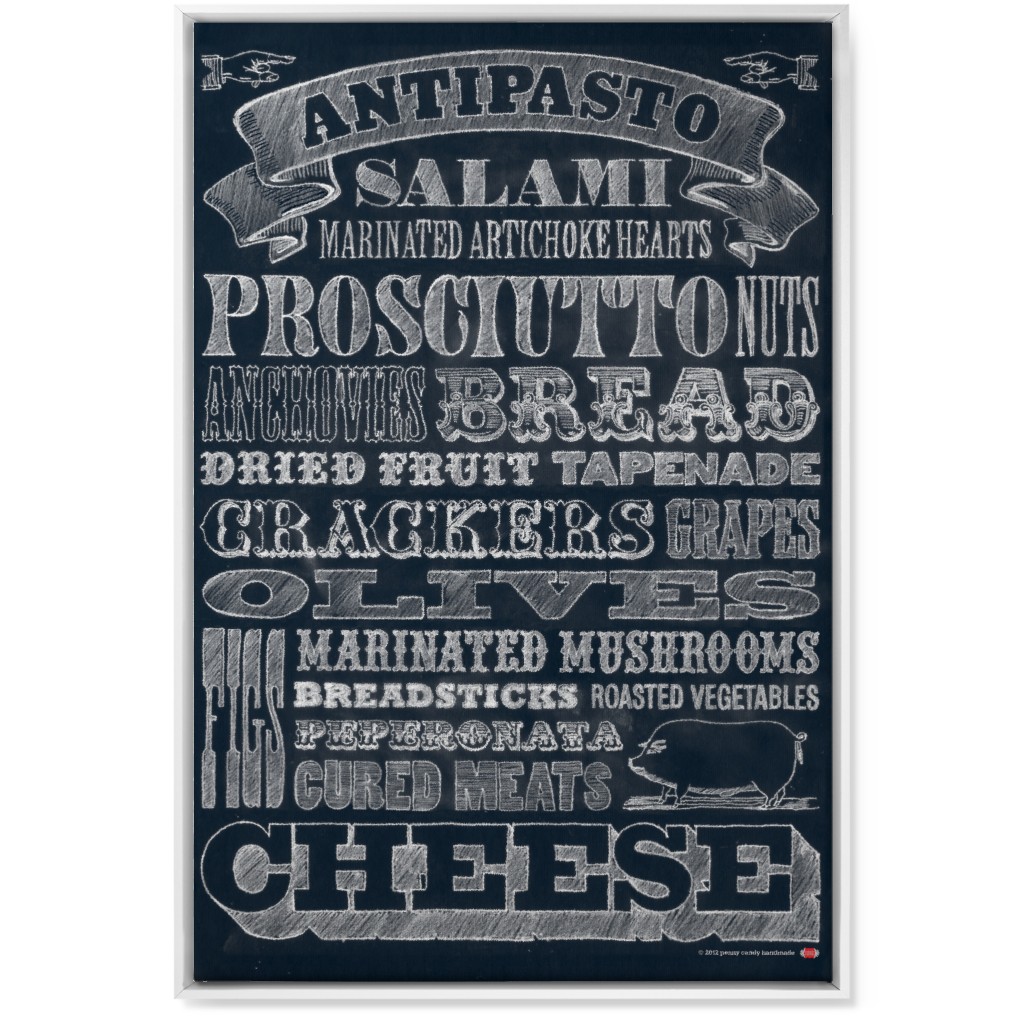 Antipasto - Black & White Wall Art, White, Single piece, Canvas, 24x36, Black, Black