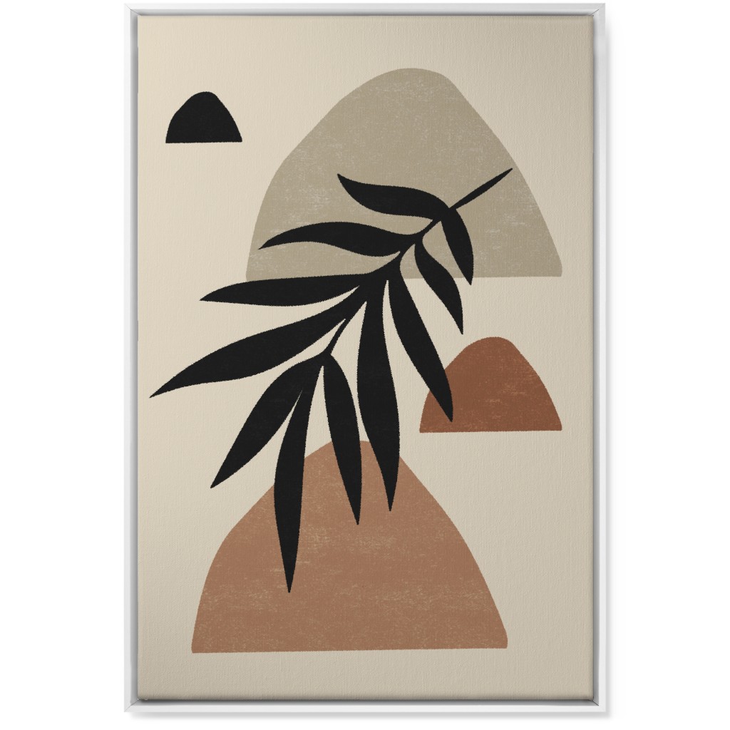 Abstract Palm - Neutral Wall Art, White, Single piece, Canvas, 24x36, Beige, Pearl