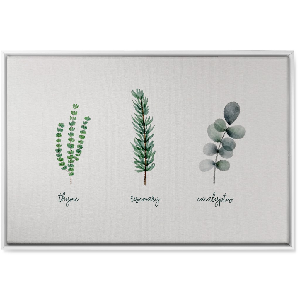 Watercolor Botanicals - Green Wall Art, White, Single piece, Canvas, 24x36, Green, Classic Green