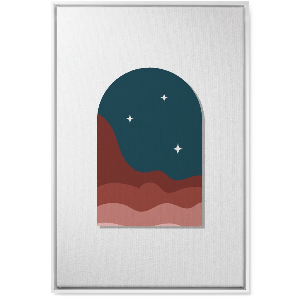 Abstract Landscapes in Windows Night Wall Art, White, Single piece, Canvas, 24x36, Multicolor