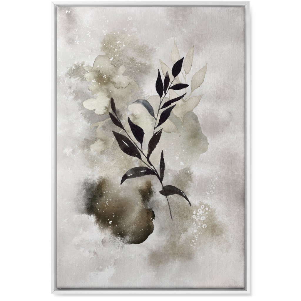 Watercolor Abstract Botanical Wall Art, White, Single piece, Canvas, 24x36, Gray