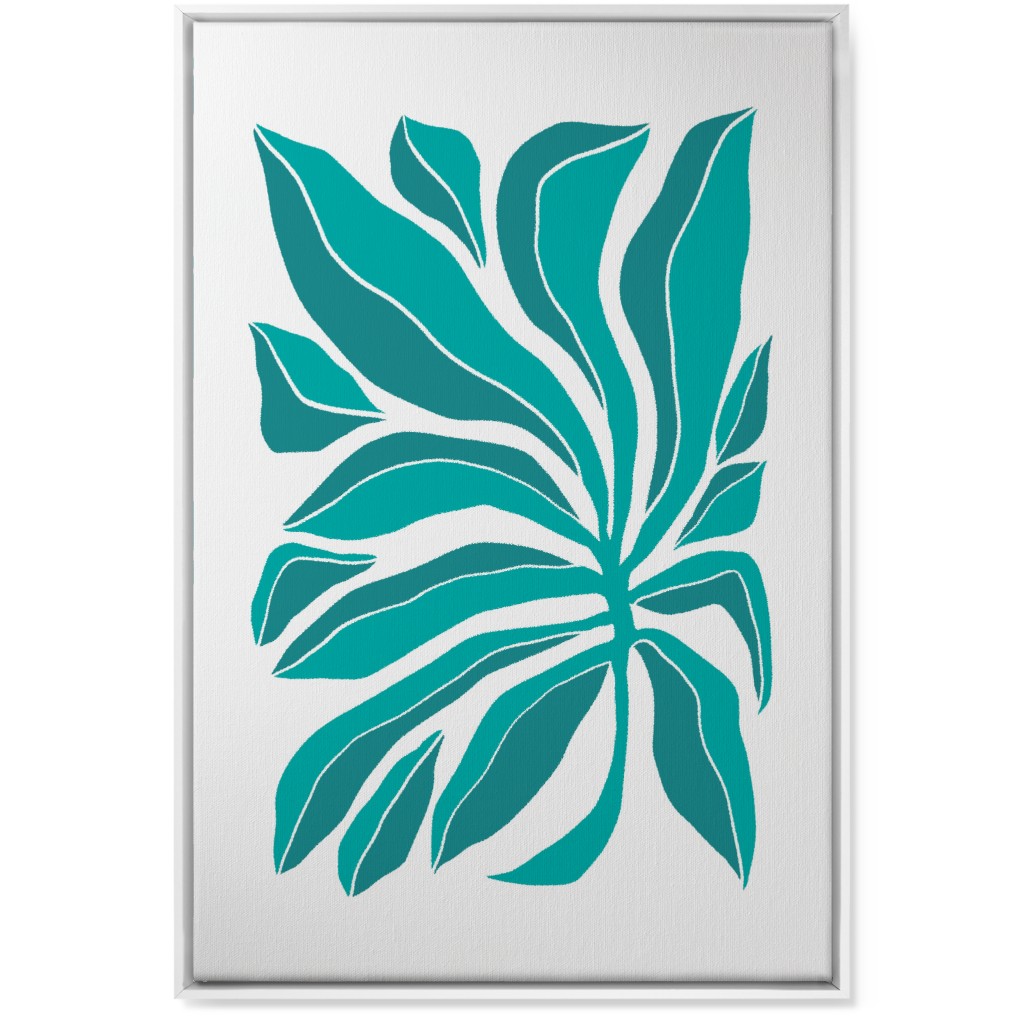 Minimalist Block Botanical Palm Leaves - Green Wall Art, White, Single piece, Canvas, 24x36, Green, Classic Green