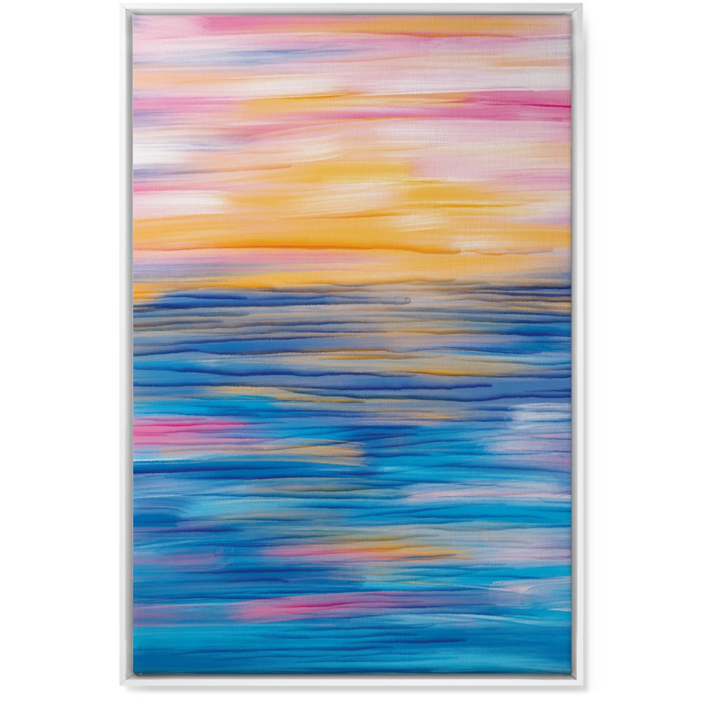 Abstract Sunset Over Water - Multi Wall Art, White, Single piece, Canvas, 24x36, Multicolor