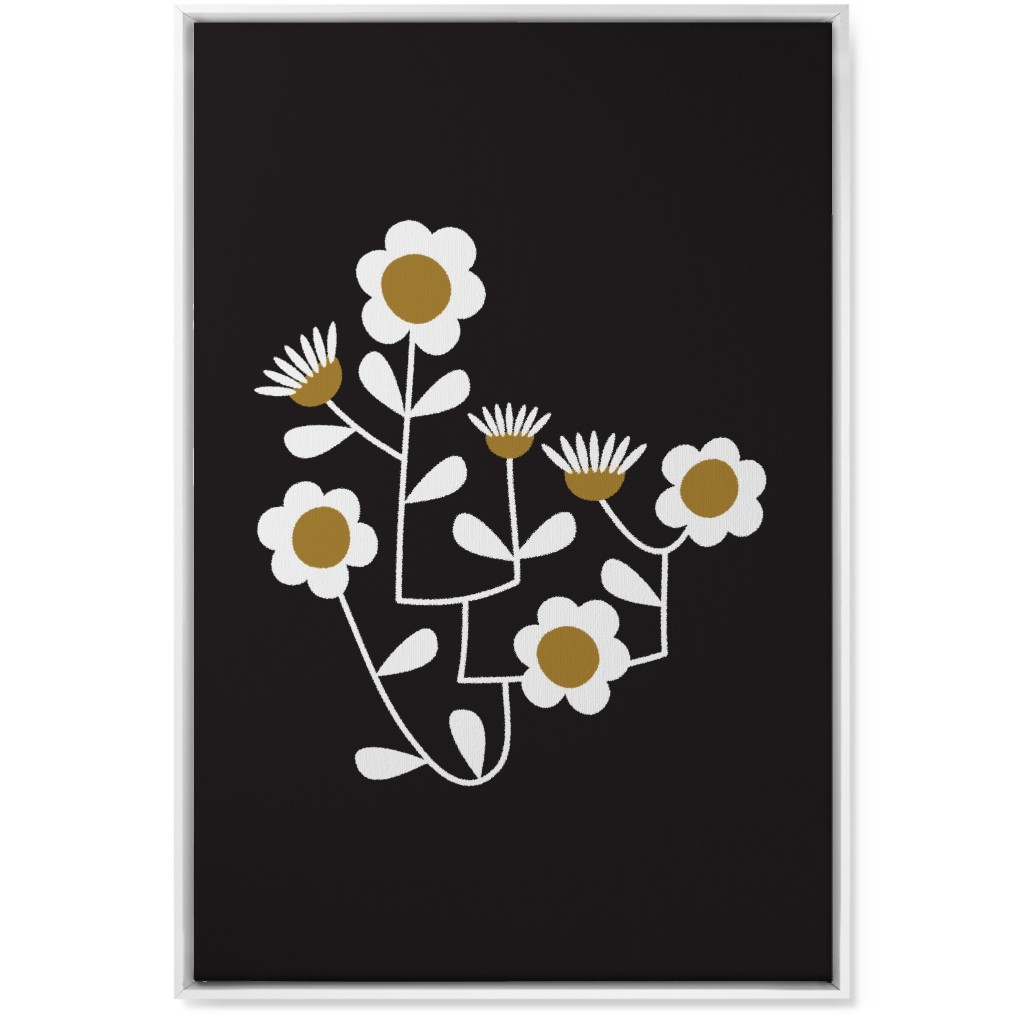 Mod Hanging Floral Wall Art, White, Single piece, Canvas, 24x36, Black