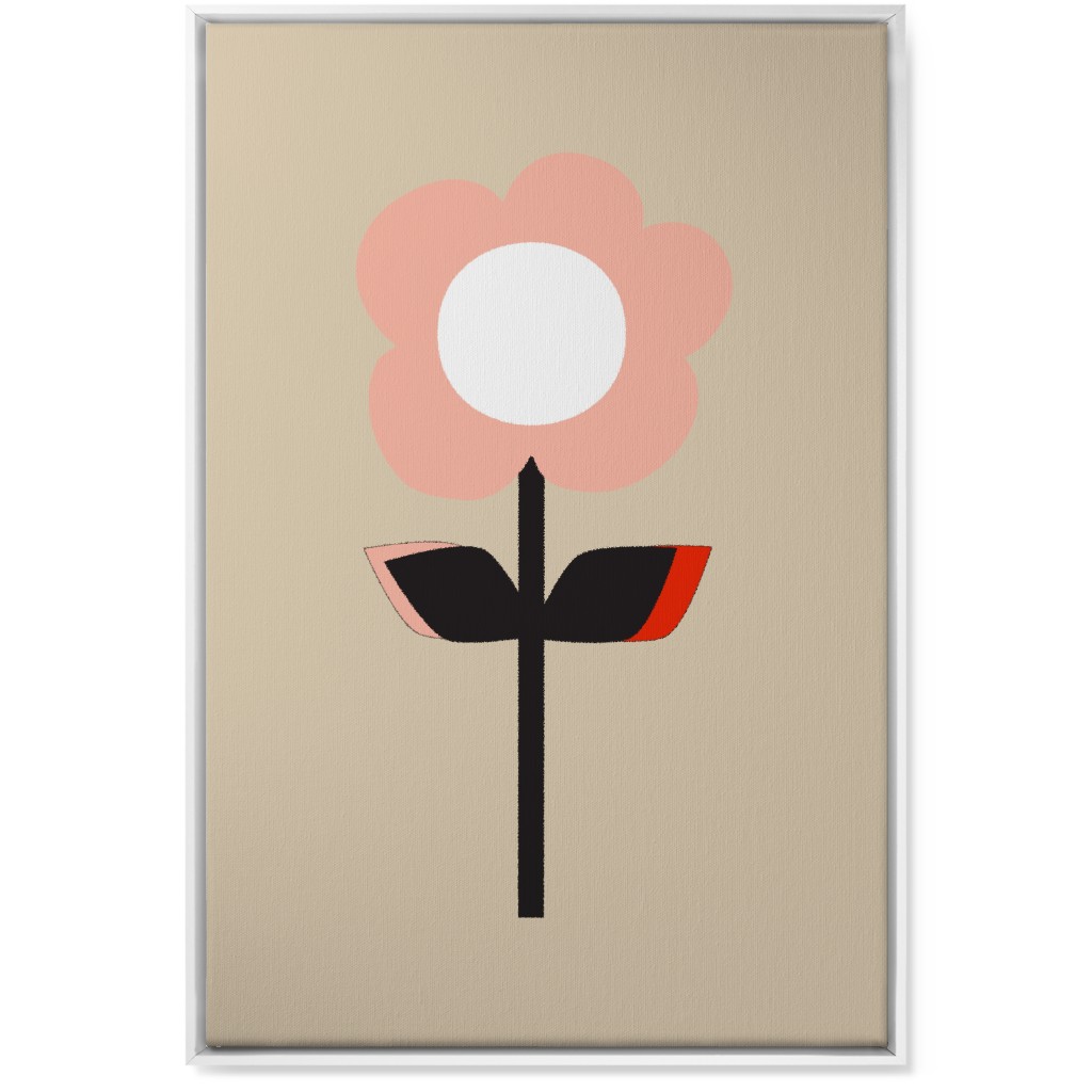 Retro Flower Wall Art, White, Single piece, Canvas, 24x36, Pink