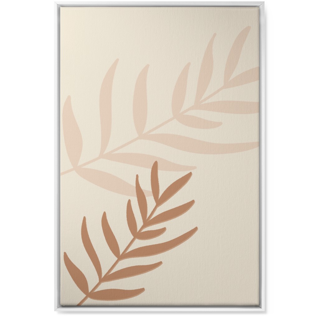 Fern Leaves in Neutral Earth Tones Wall Art, White, Single piece, Canvas, 24x36, Beige, Cream