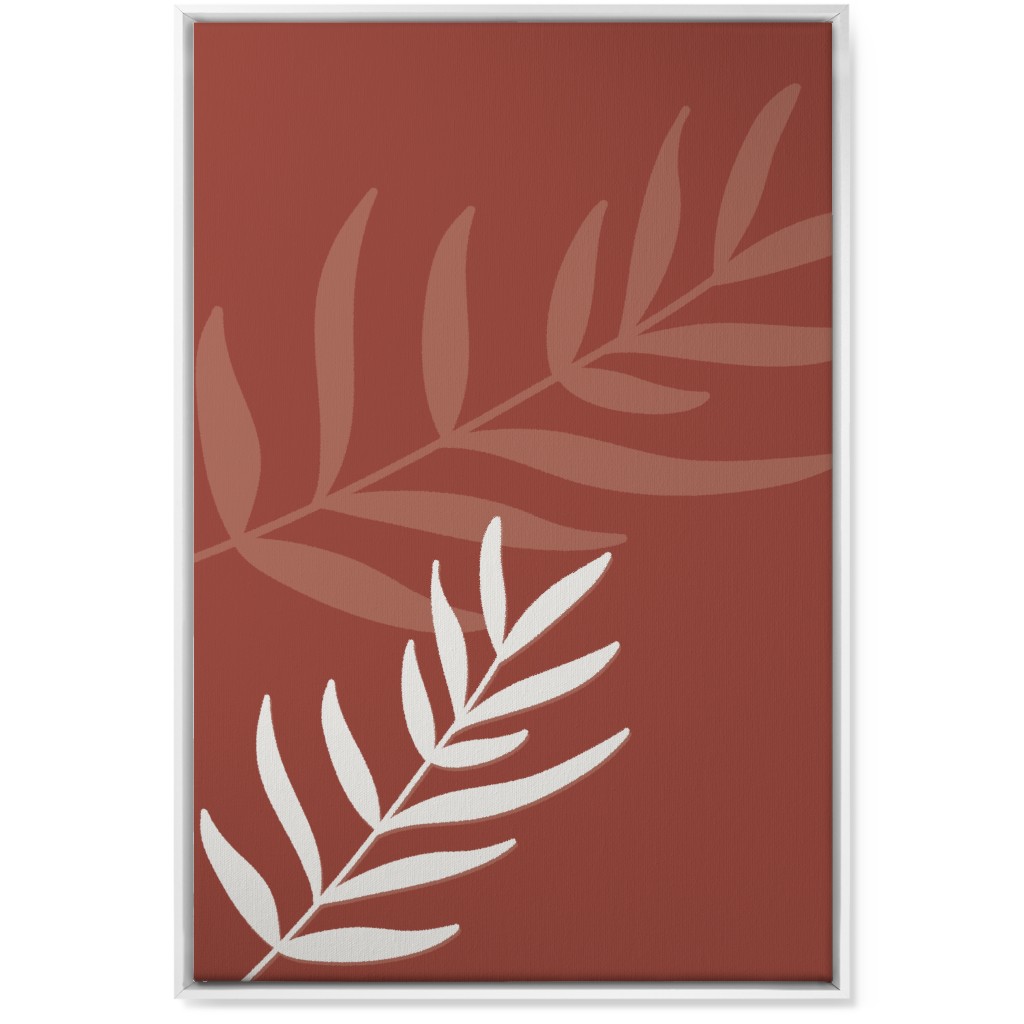 Fern Leaves in Neutral Earth Tones Wall Art, White, Single piece, Canvas, 24x36, Red