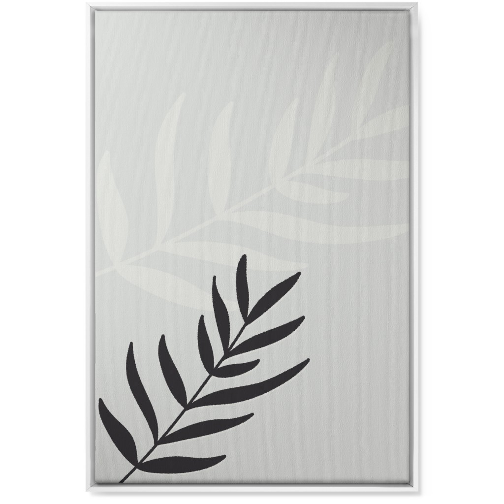 Fern Leaves in Neutral Earth Tones Wall Art, White, Single piece, Canvas, 24x36, Gray
