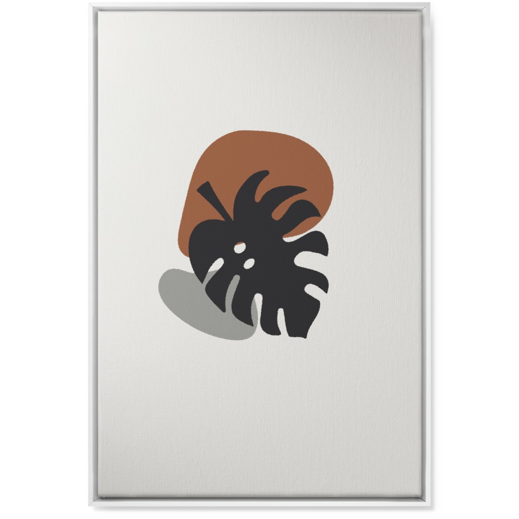 Shapes and Fern Leaf Ii Wall Art, White, Single piece, Canvas, 24x36, Brown, Toast