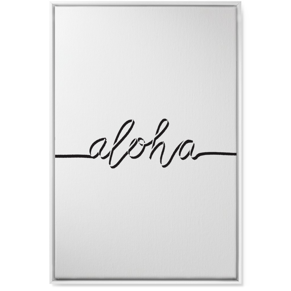 Aloha Script - Black and White Wall Art, White, Single piece, Canvas, 24x36, White