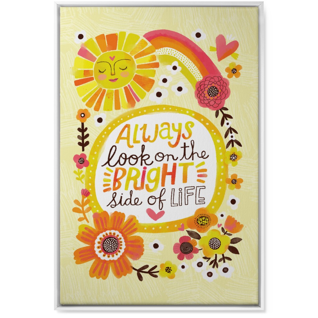Always Look on the Bright Side of Life - Yellow Wall Art, White, Single piece, Canvas, 24x36, Yellow, Classic Yellow