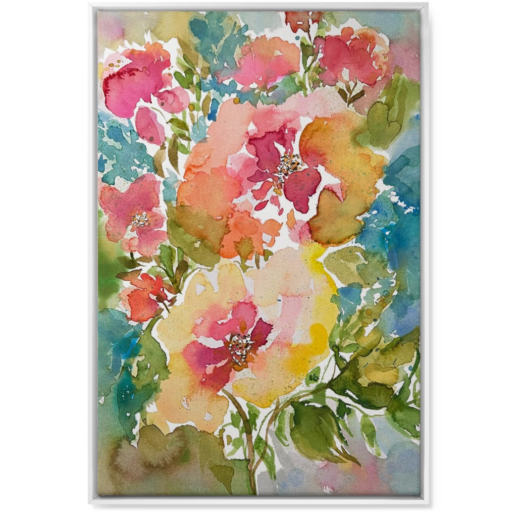 Summer Floral Mart - Multi Wall Art, White, Single piece, Canvas, 24x36, Multicolor