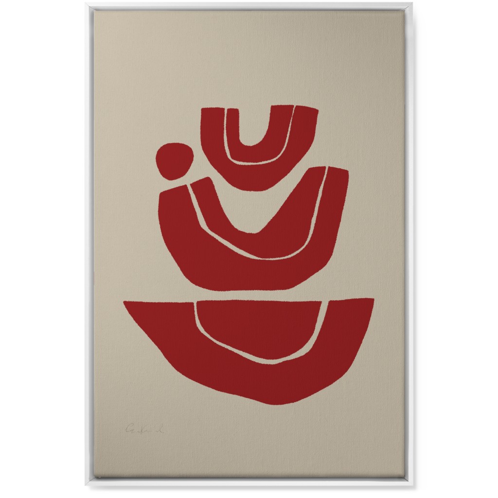 Geometric Abstract Stack Iii Wall Art, White, Single piece, Canvas, 24x36, Red, Cinnamon