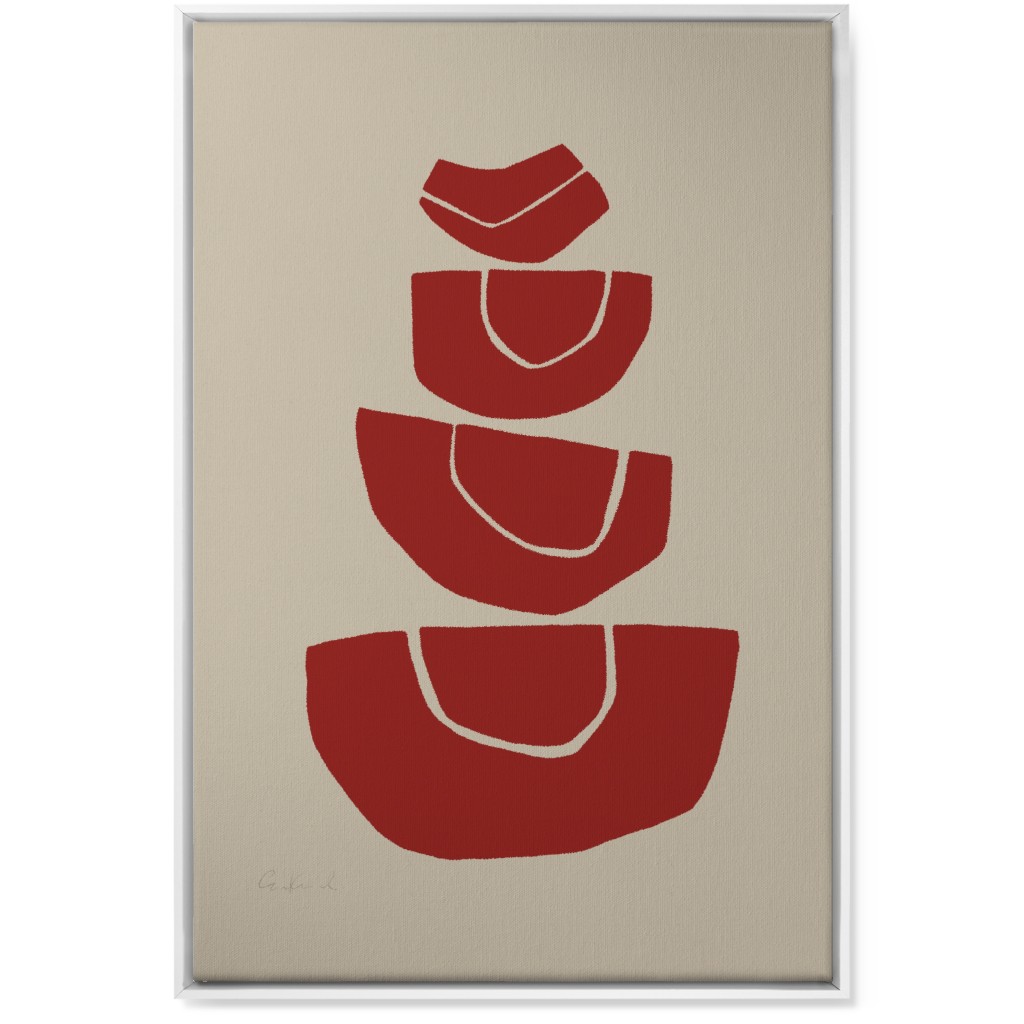 Geometric Stack Abstract Wall Art, White, Single piece, Canvas, 24x36, Red