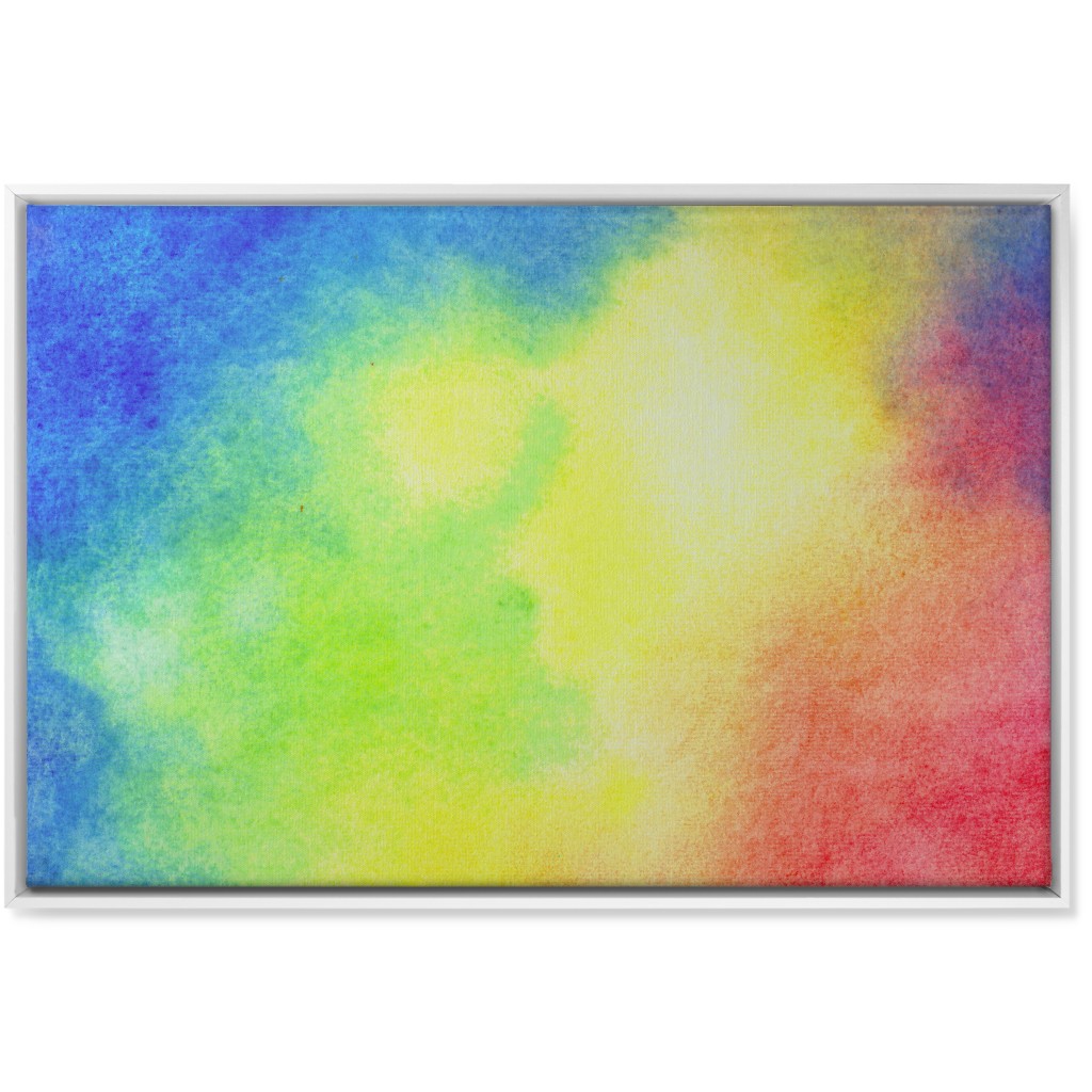 Rainbow Watercolor Clouds - Multi Wall Art, White, Single piece, Canvas, 24x36, Multicolor