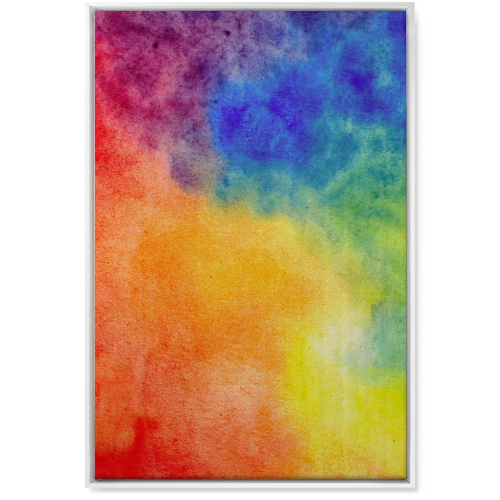 Watercolor Rainbow Abstract - Multi Wall Art, White, Single piece, Canvas, 24x36, Multicolor