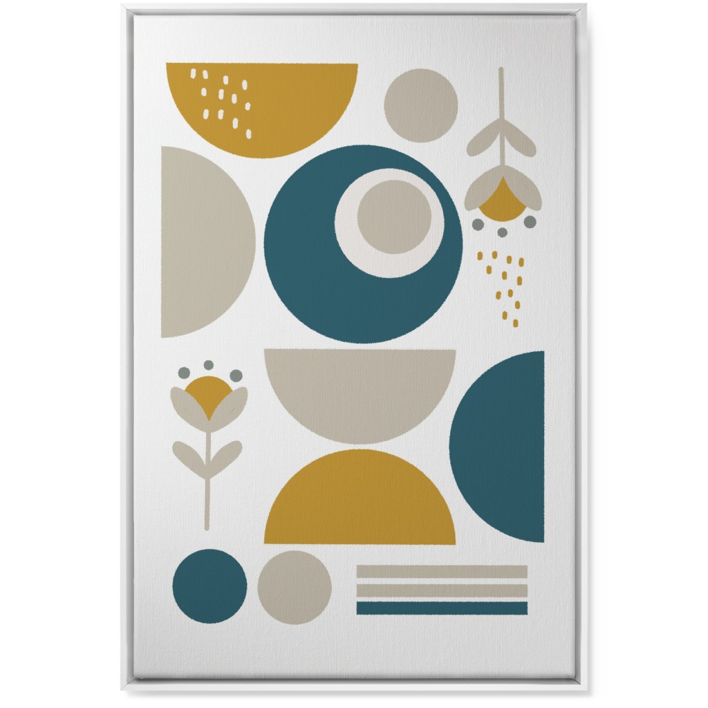 Abstract Floral - Yellow and Blue Wall Art, White, Single piece, Canvas, 24x36, Multicolor