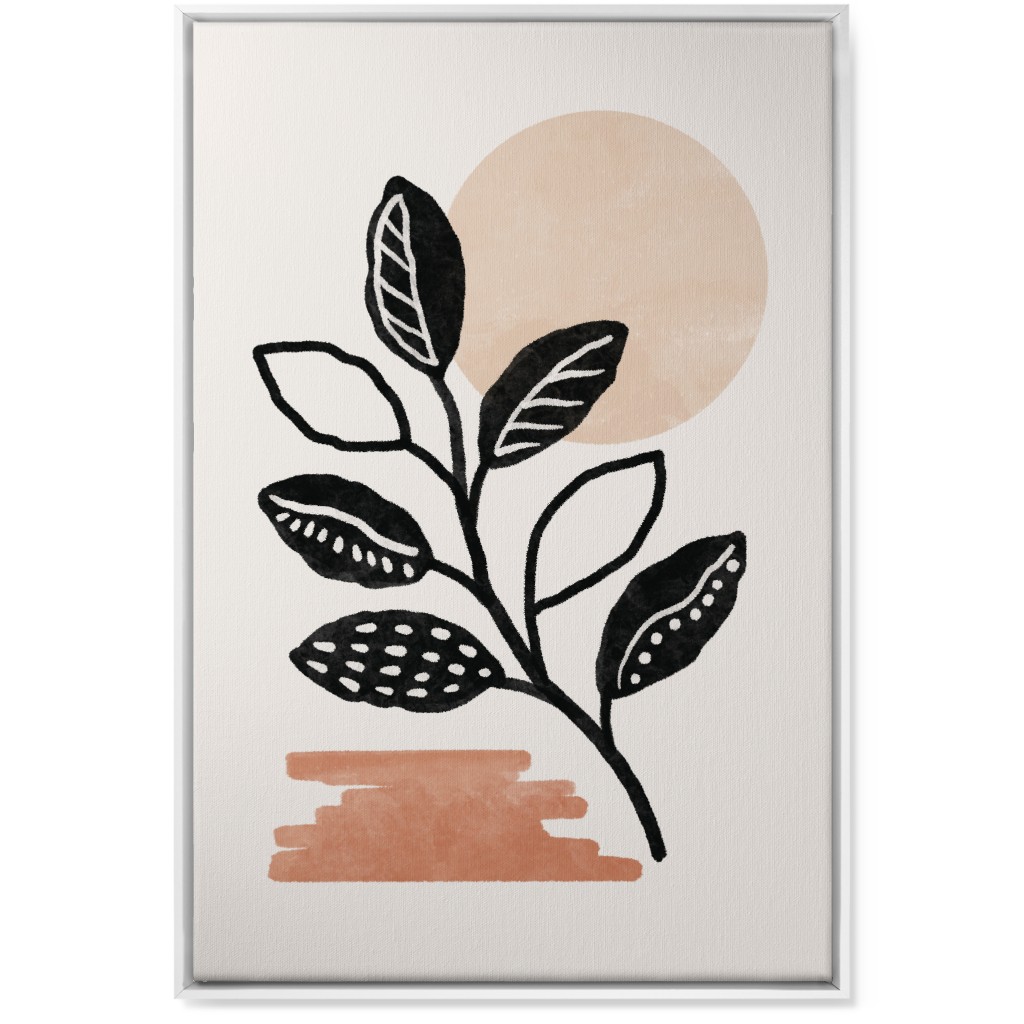 Leaves in the Moonlight Wall Art, White, Single piece, Canvas, 24x36, Beige, Tan