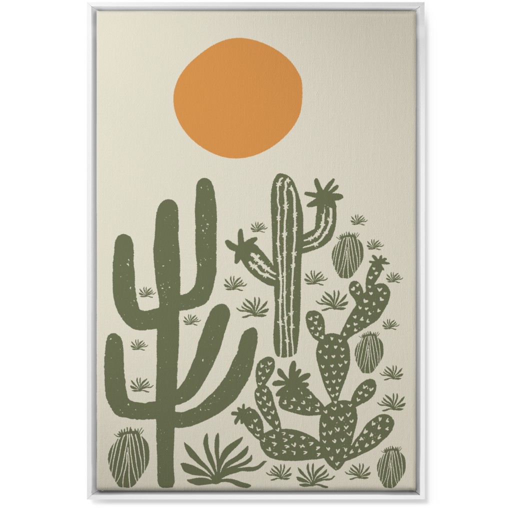 Cactus - Earth Tones Wall Art, White, Single piece, Canvas, 24x36, Beige, Pearl