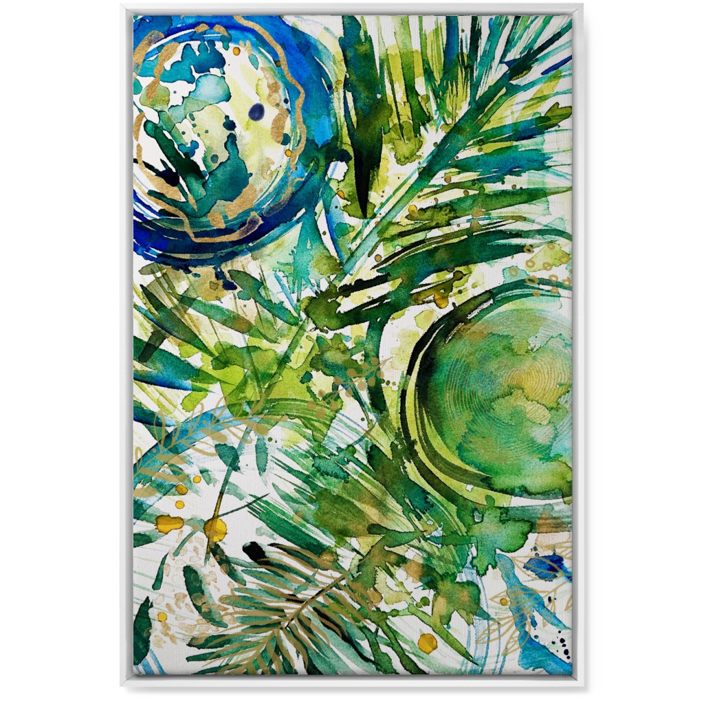 Paradise - Green and Blue Wall Art, White, Single piece, Canvas, 24x36, Green