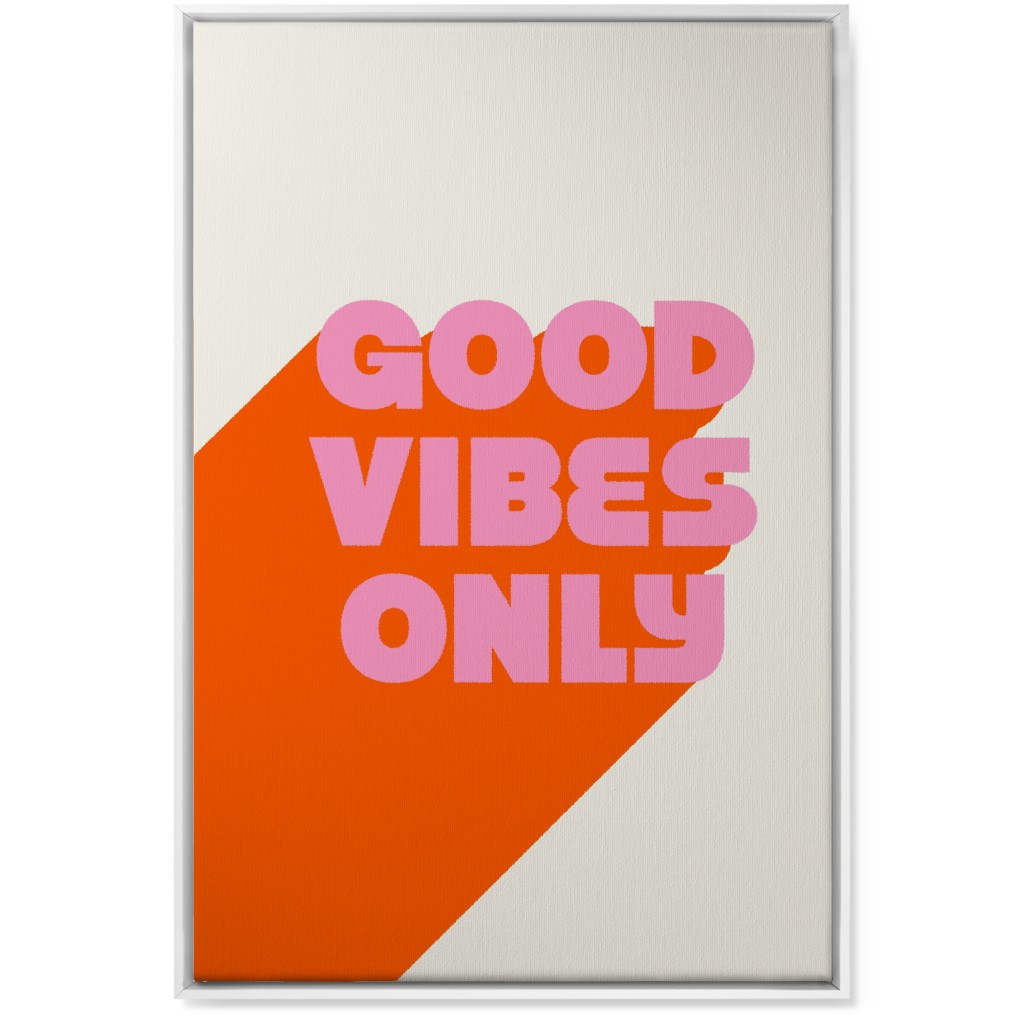 Good Vibes Only - Orange and Pink Wall Art, White, Single piece, Canvas, 24x36, Red