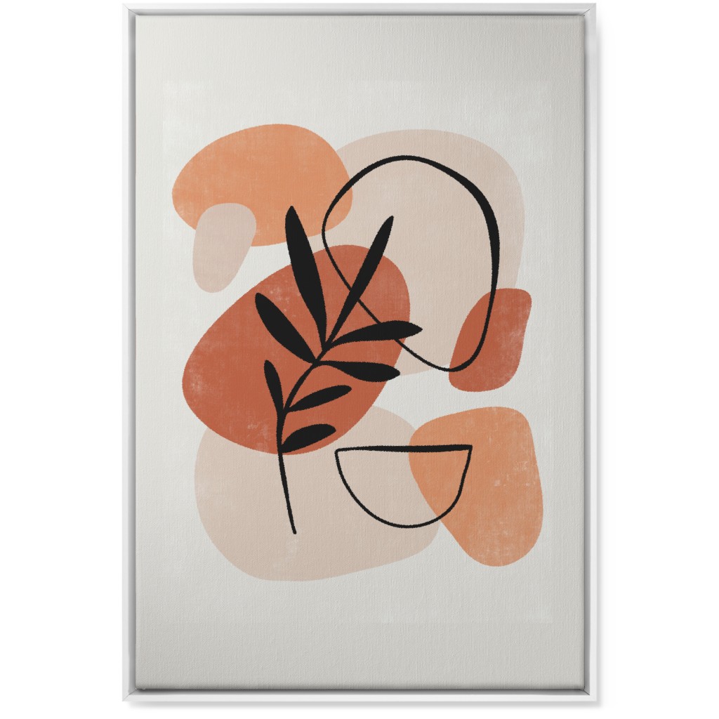Abstract Frond - Terracotta and Ivory Wall Art, White, Single piece, Canvas, 24x36, Beige