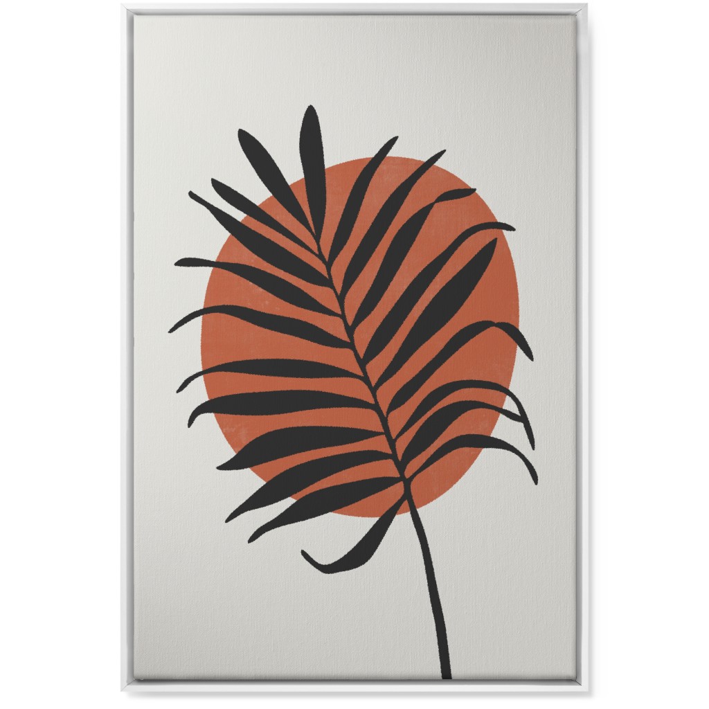 Abstract Leaf Frond - Terracotta and Ivory Wall Art, White, Single piece, Canvas, 24x36, Brown