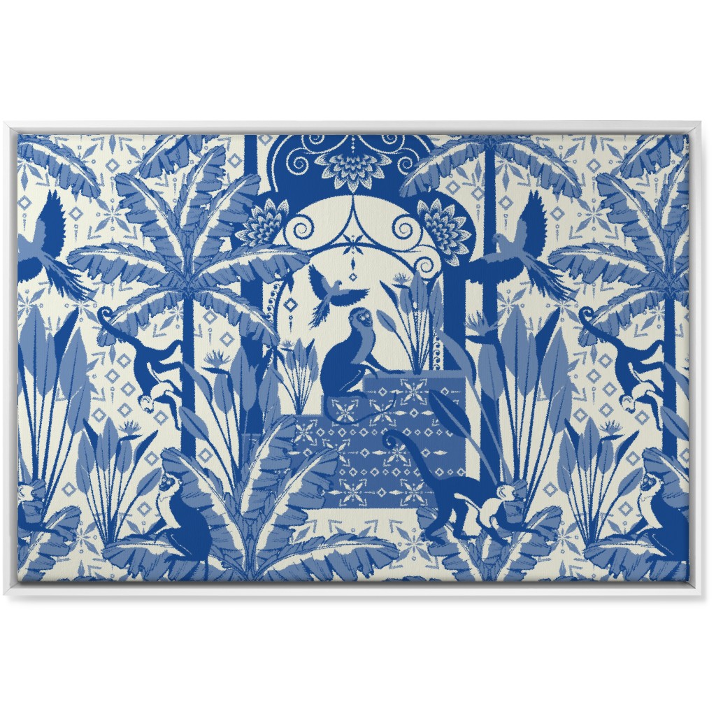 Exotic Tropical Garden Wall Art, White, Single piece, Canvas, 24x36, Blue, True Blue