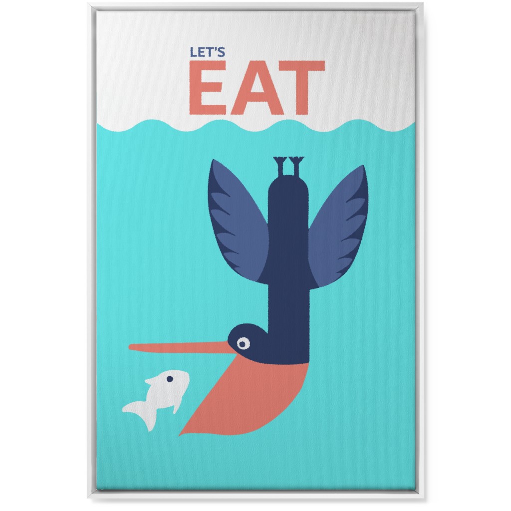 Let's Eat - Blue Wall Art, White, Single piece, Canvas, 24x36, Blue