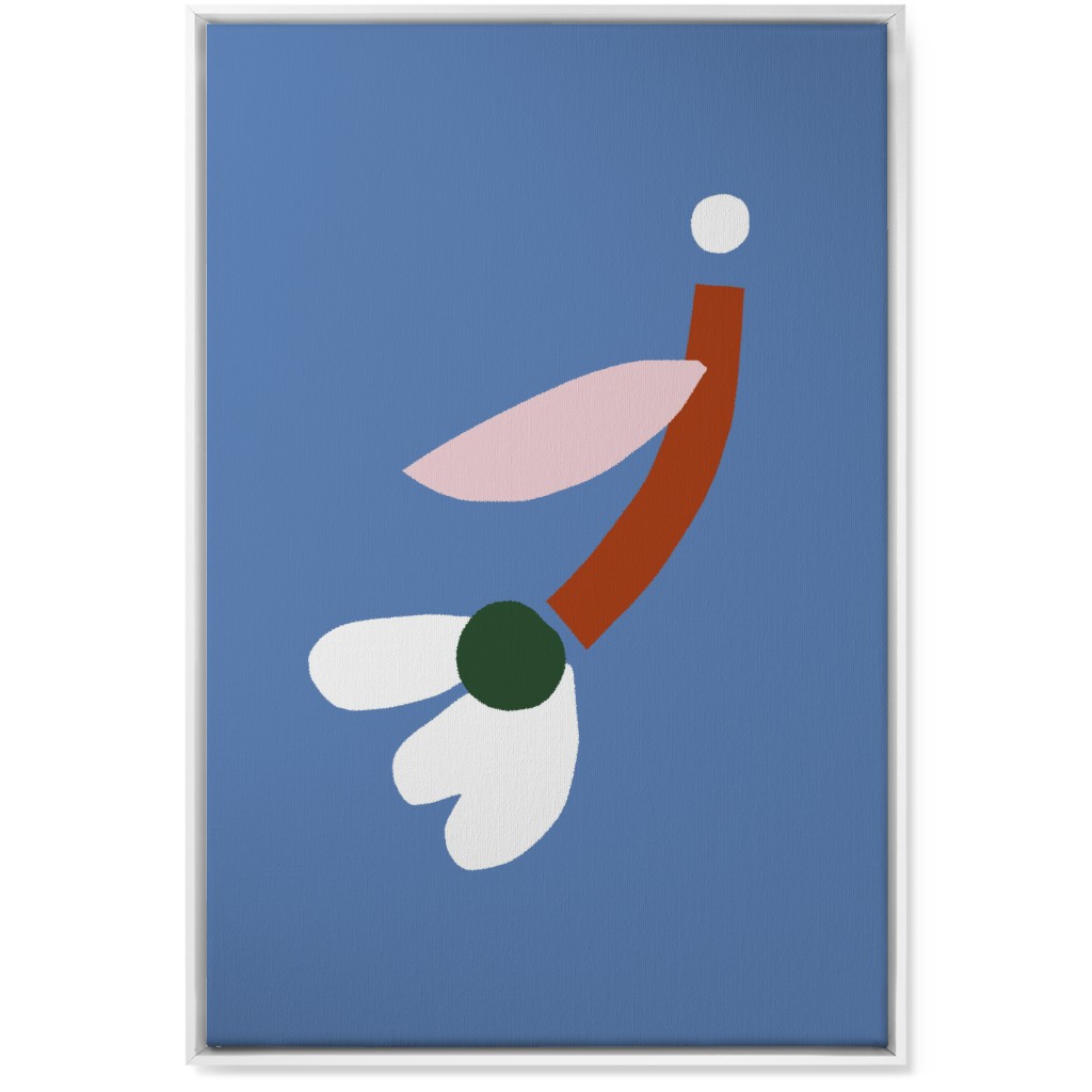 Flower - Multi on Blue Wall Art, White, Single piece, Canvas, 24x36, Blue, True Blue