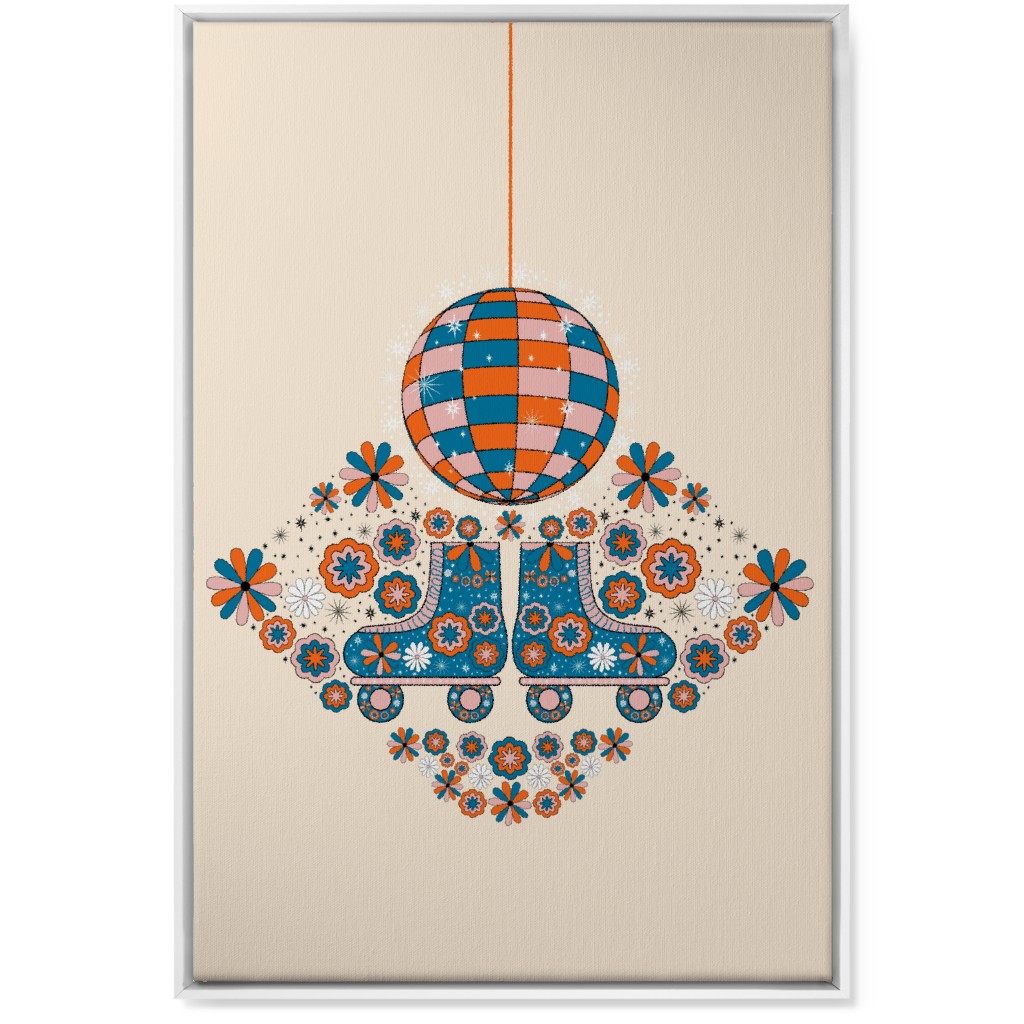 Retro 70s Roller Disco - Multi Wall Art, White, Single piece, Canvas, 24x36, Multicolor
