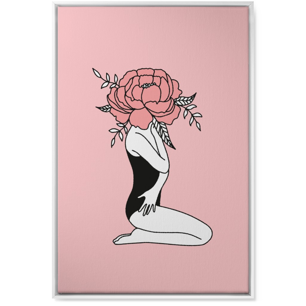 Modern Feminine Abstract - Pink Wall Art, White, Single piece, Canvas, 24x36, Pink, Bright Pink