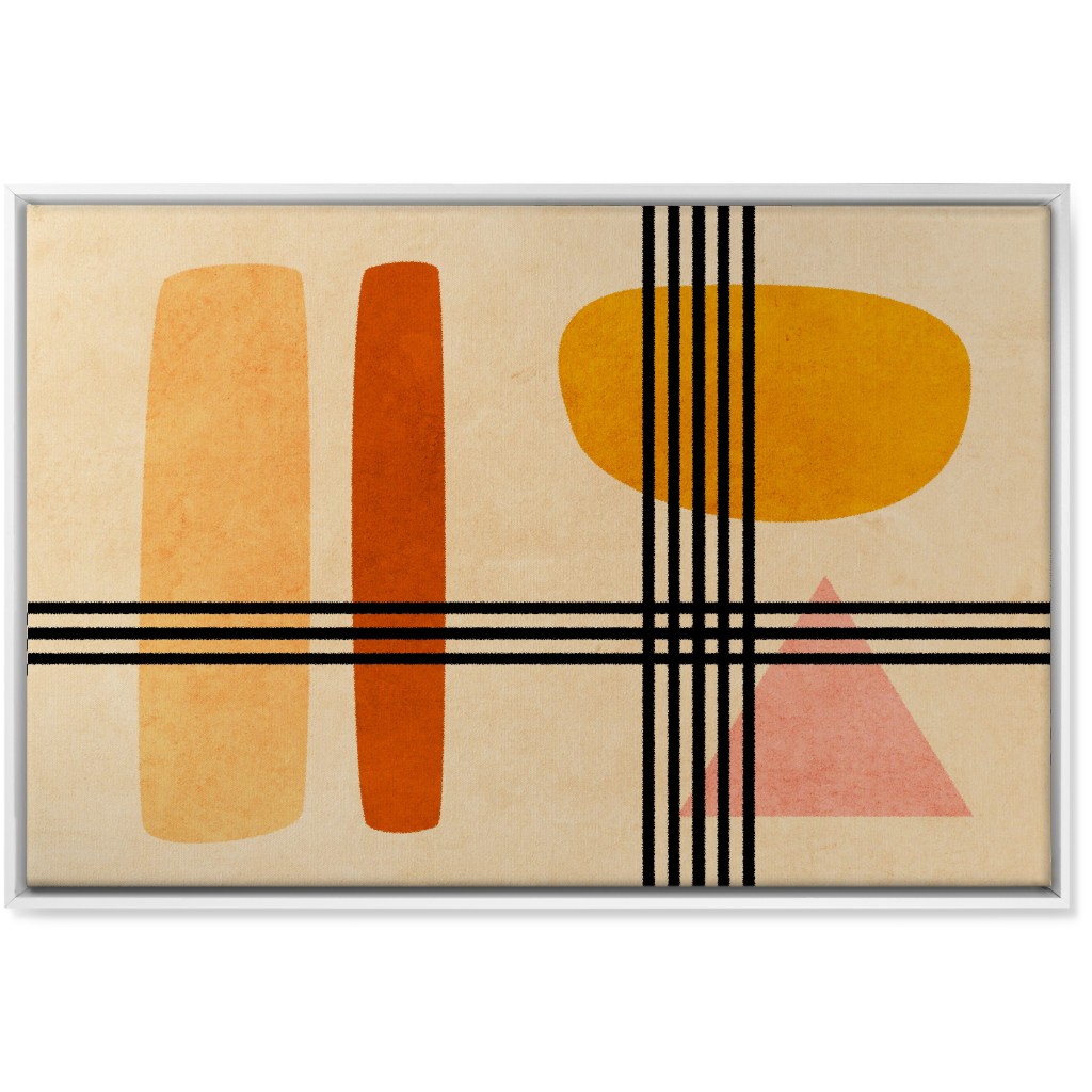 Criss-Cross Abstract Wall Art, White, Single piece, Canvas, 24x36, Orange