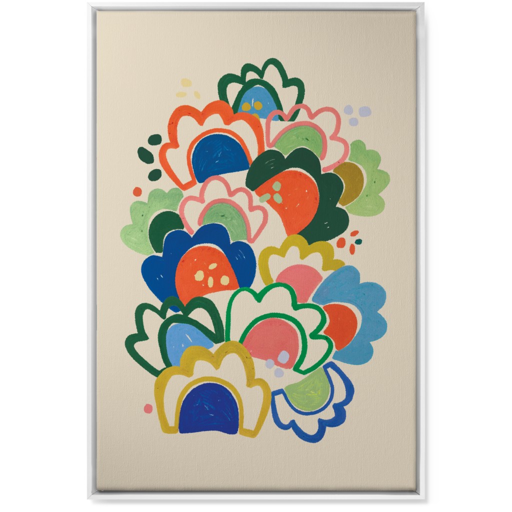 Wildflowers - Multi on Beige Bold Wall Art, White, Single piece, Canvas, 24x36, Multicolor
