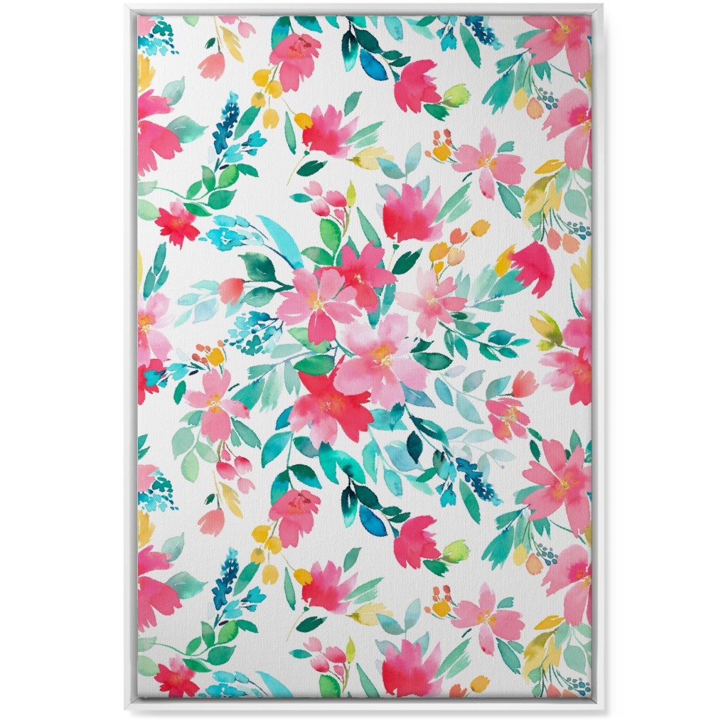 Summer Fresh Flowers - Multi Wall Art, White, Single piece, Canvas, 24x36, Pink