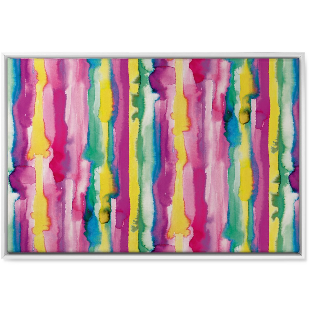 Watercolor Gradient Stripes - Multi Wall Art, White, Single piece, Canvas, 24x36, Multicolor
