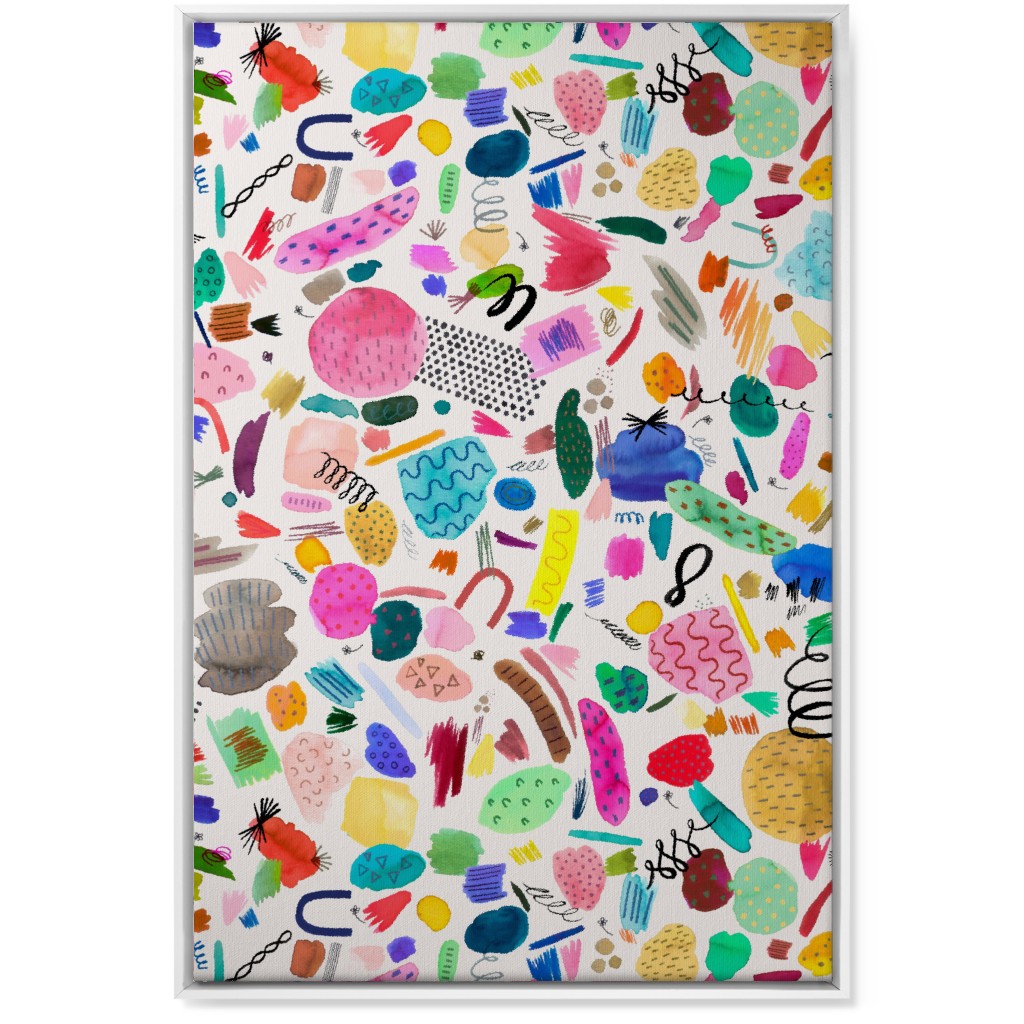 Abstract Marks and Scribbles - Multi Wall Art, White, Single piece, Canvas, 24x36, Multicolor