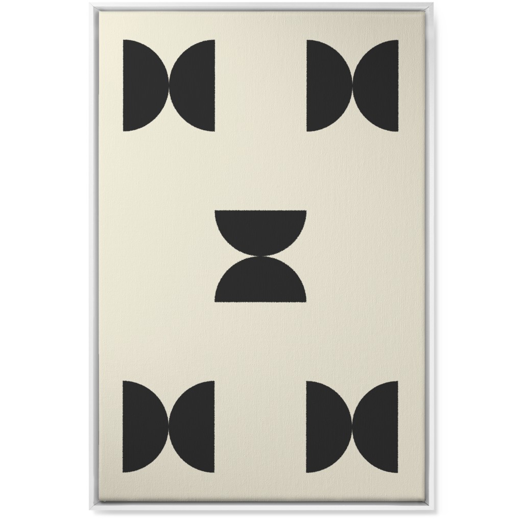 Minimal Geometric Abstract Bauhuas - Cream and Black Wall Art, White, Single piece, Canvas, 24x36, Beige, Pearl