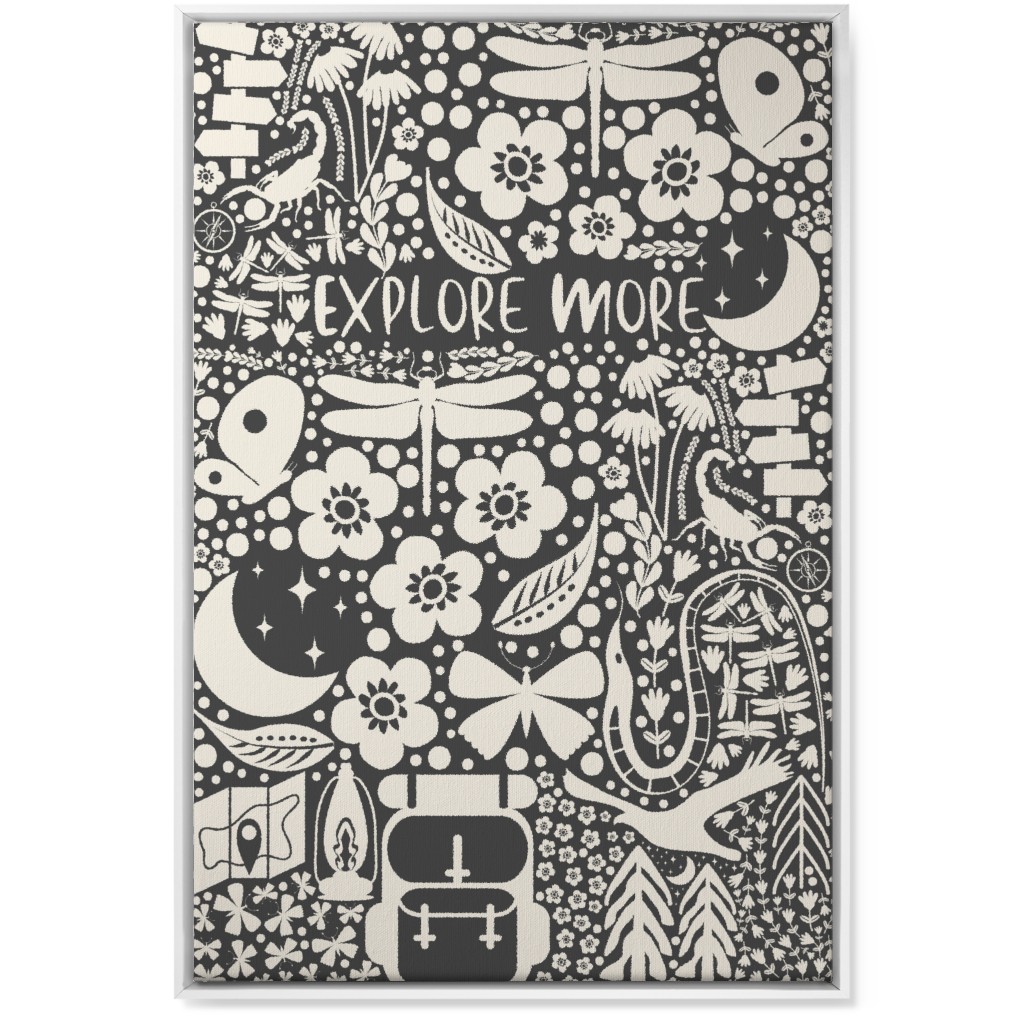 Explore More, Adventure - Black and White Wall Art, White, Single piece, Canvas, 24x36, Black