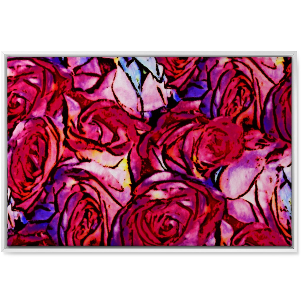 David's Roses - Pink Wall Art, White, Single piece, Canvas, 24x36, Pink, Bright Pink
