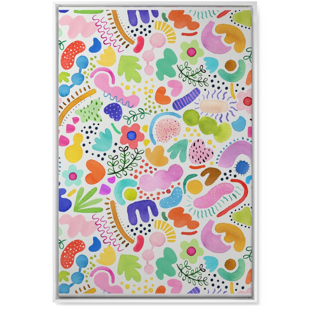 Playful Abstract Shapes - Bold Wall Art, White, Single piece, Canvas, 24x36, Multicolor