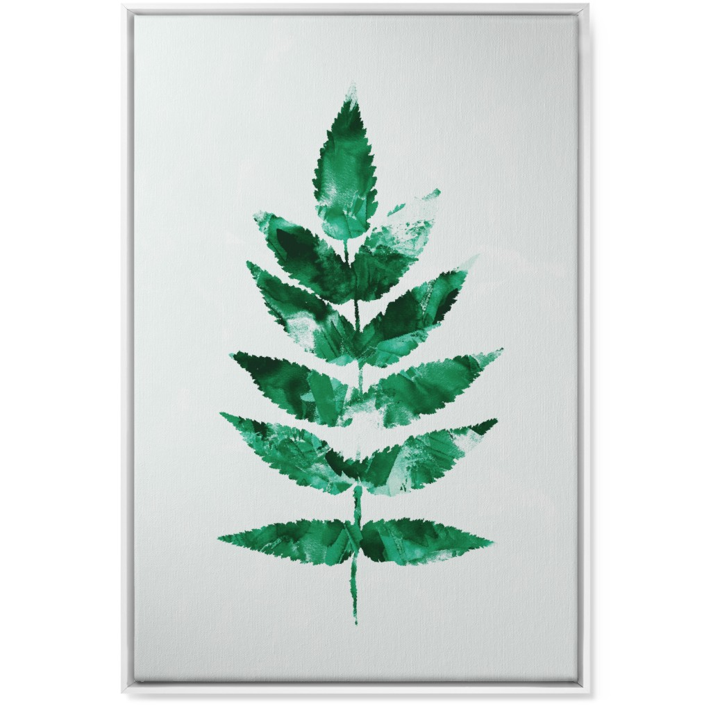 Botanical Leaf Wall Art, White, Single piece, Canvas, 24x36, Green