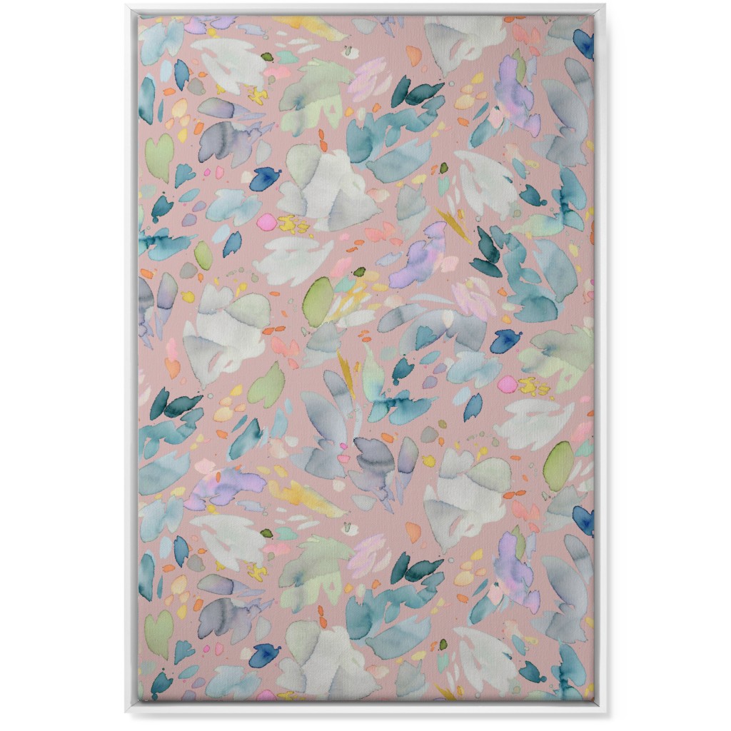 Abstract Petal Flowering Wall Art, White, Single piece, Canvas, 24x36, Pink
