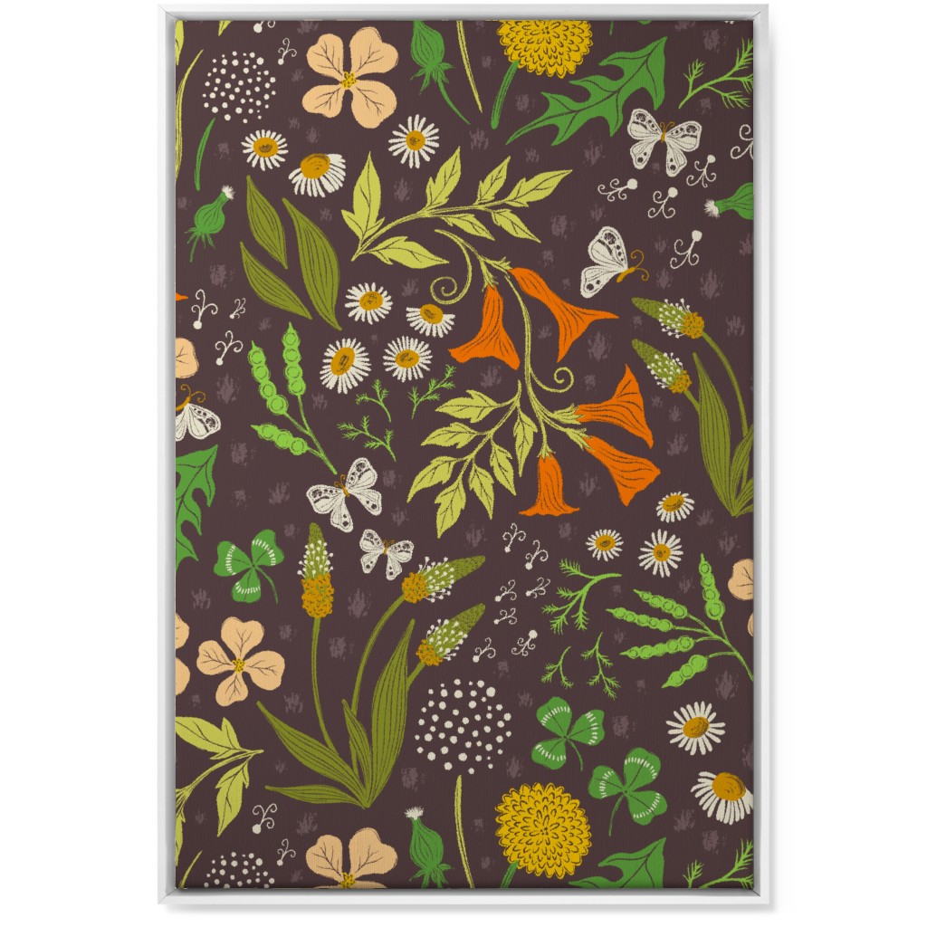 in the Weeds - Multi on Brown Wall Art, White, Single piece, Canvas, 24x36, Brown, Brown