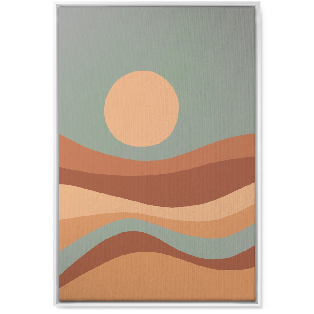 Tropical Seaside Sunrise With Waves - Blue and Orange Wall Art, White, Single piece, Canvas, 24x36, Multicolor
