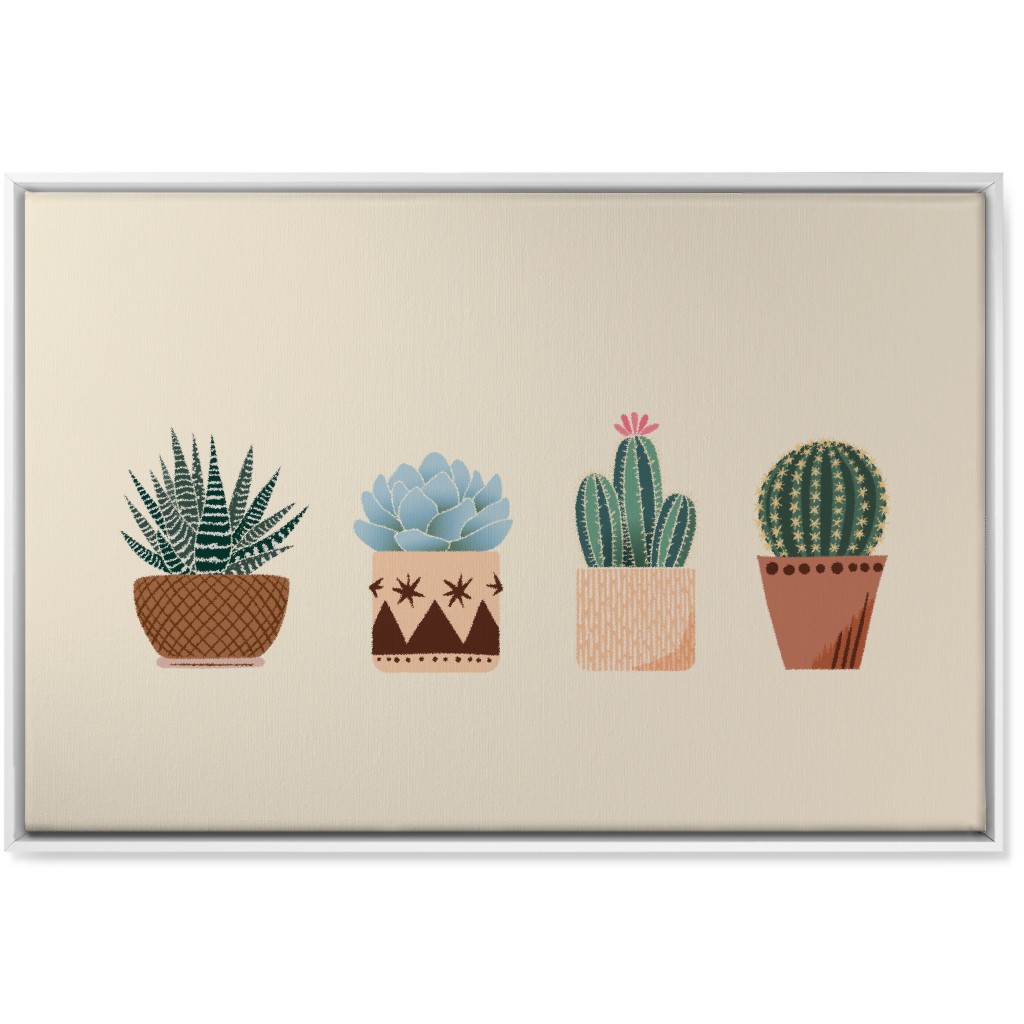 Cactus and Succulent Plants - Neutral Wall Art, White, Single piece, Canvas, 24x36, Beige, Pearl