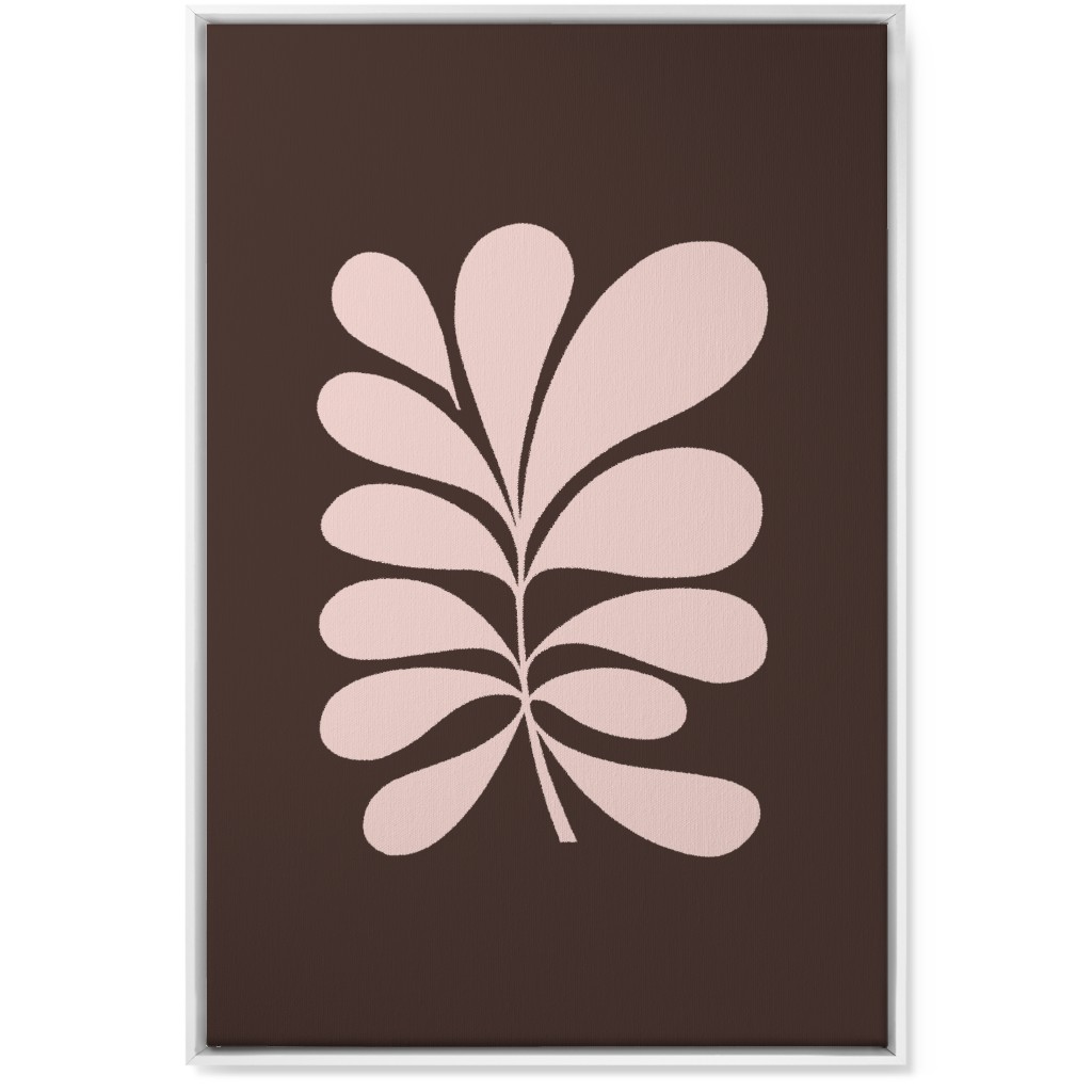 Minimal Foliage - Brown and Pink Wall Art, White, Single piece, Canvas, 24x36, Brown